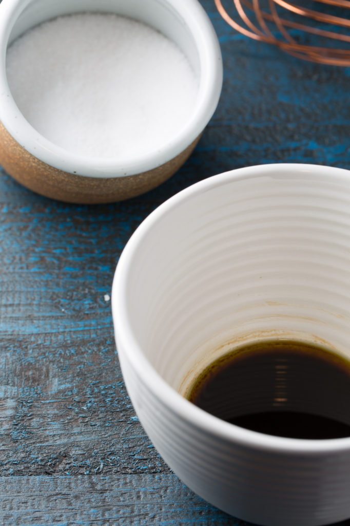 vinaigrette in a white bowl