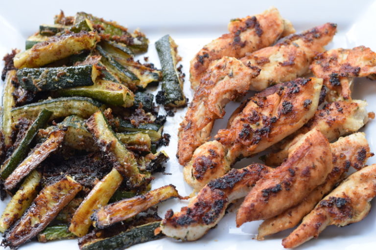 Organic Chicken Tenders with Parmesan Zucchini Fries Deliciously Plated