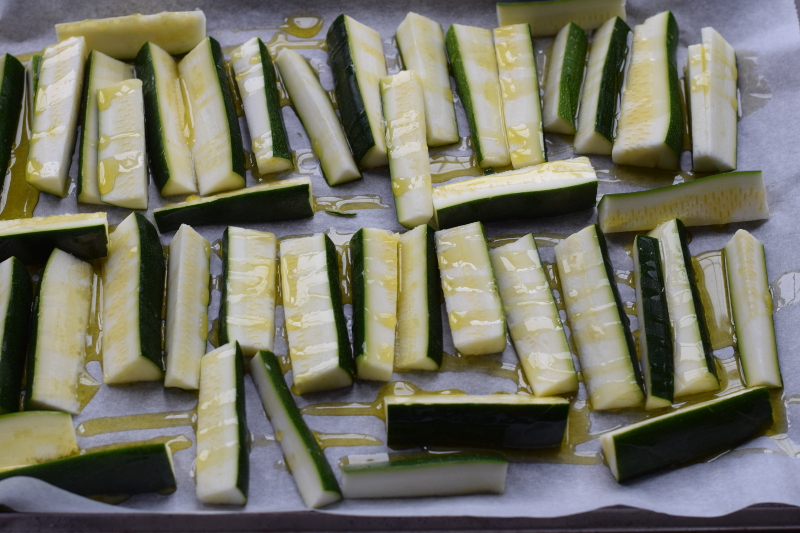 olive oil coated zucchini