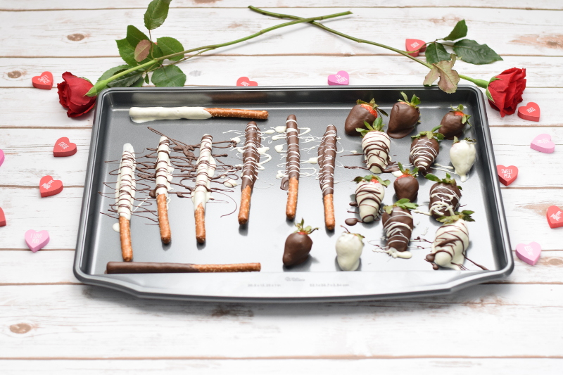 Chocolate covered berries and pretzels