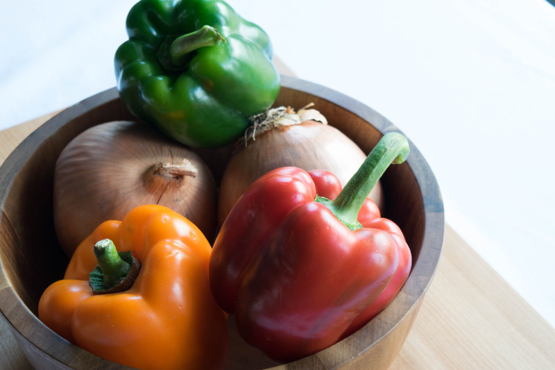 onions and bell peppers