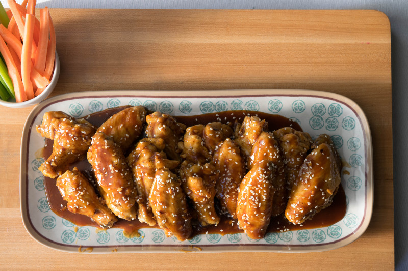 platter of teriyaki wings