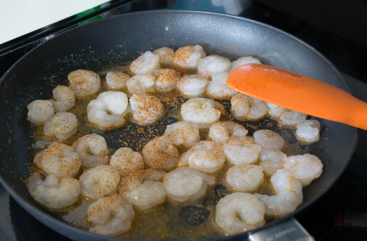 sauteing shrimp