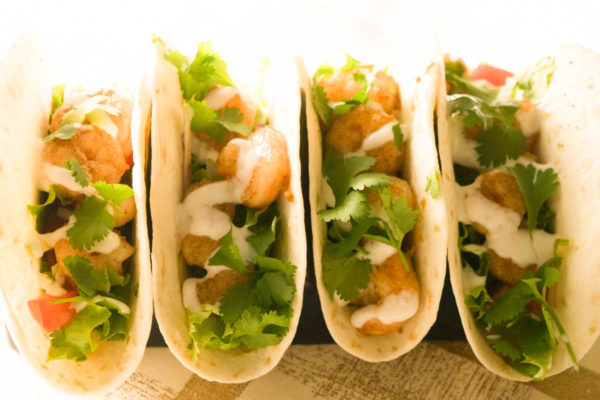close up shrimp tacos