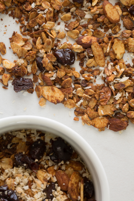 bowl of homemade cherry vanilla yogurt