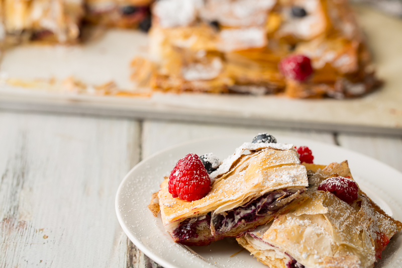 very berry phyllo bars on a plate