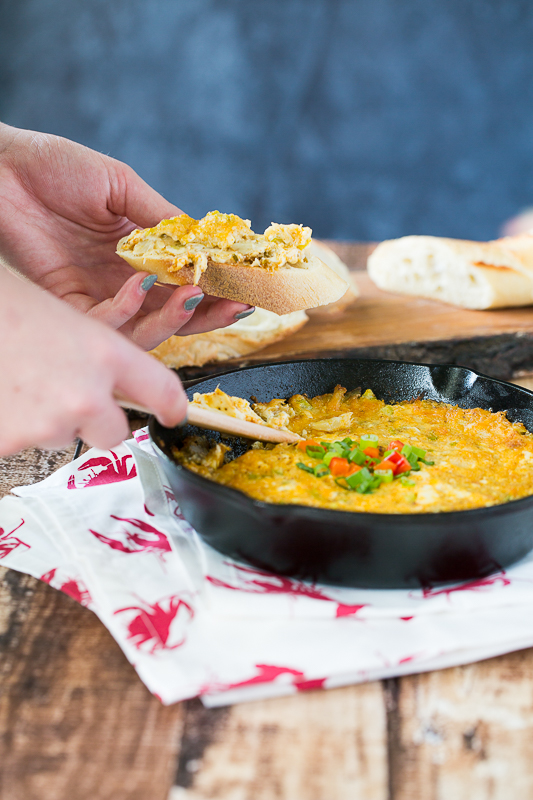 warm crab dip spread on bread