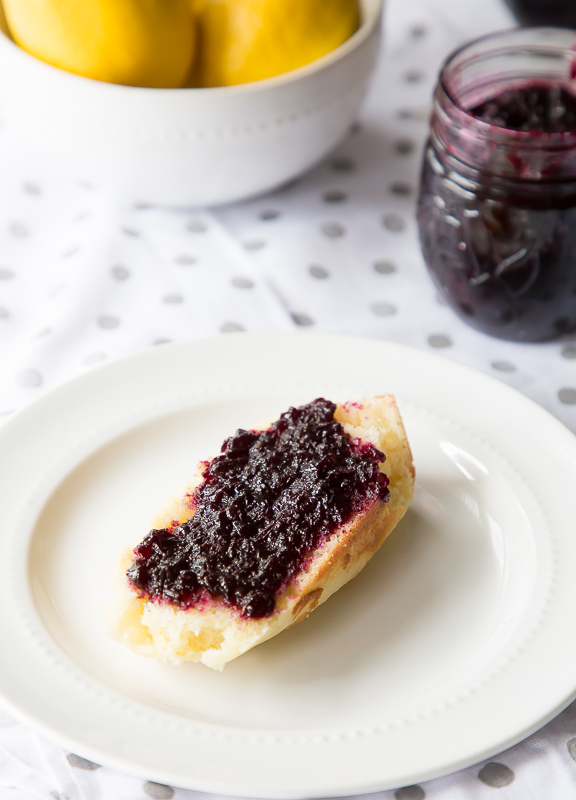 lemon pound cake and blueberry lavender jam