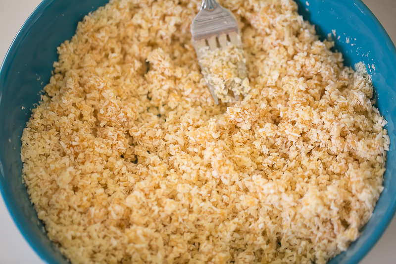 panko. honey, and cinnamon in blue bowl