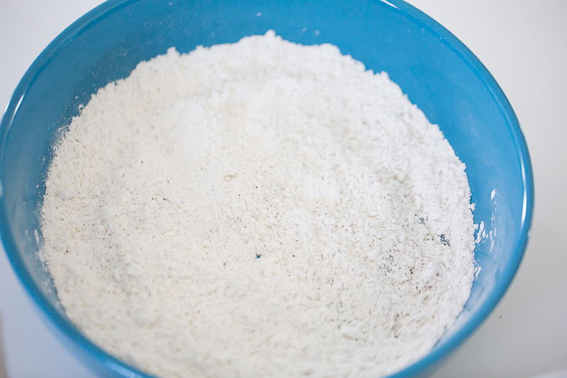 flour in blue bowl