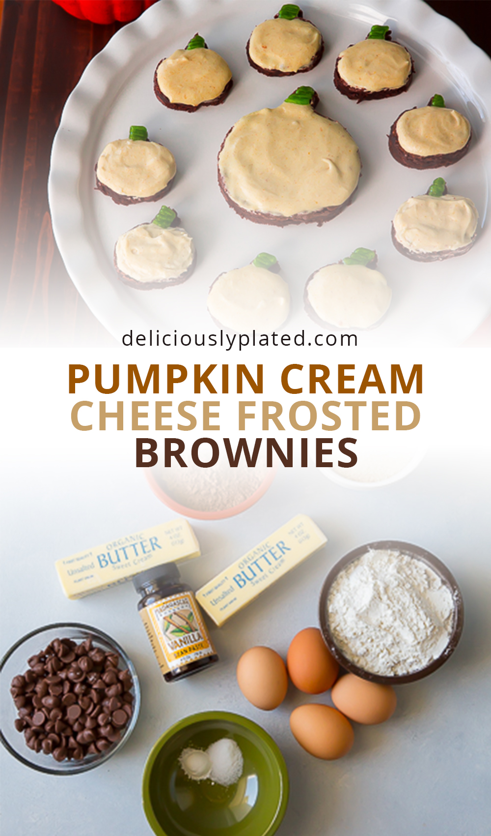 Pumpkin Spice Frosted Brownies Deliciously Plated