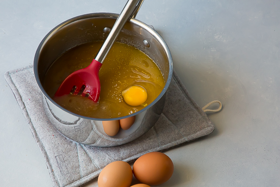 Sugar, Butter, Eggs in pot