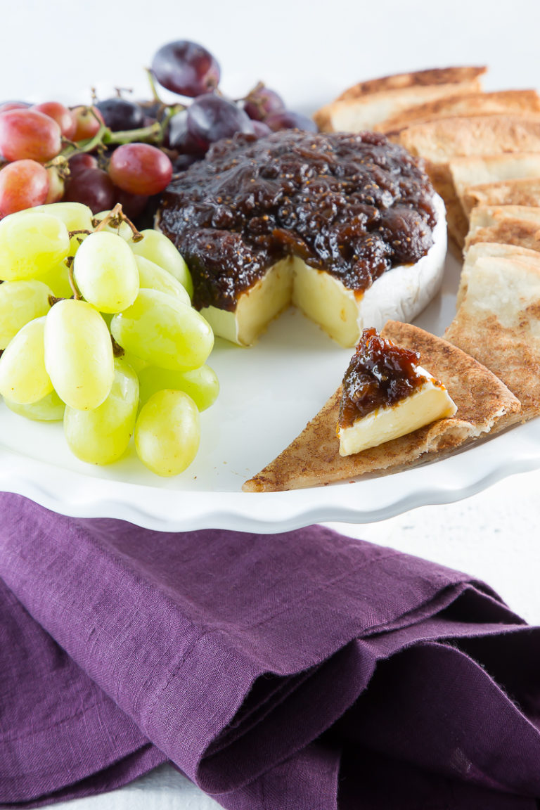 Baked Brie With Balsamic Fig Preserves Perfect For Holiday Entertaining Deliciously Plated 0874