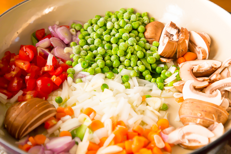 sauteing veggies in pan