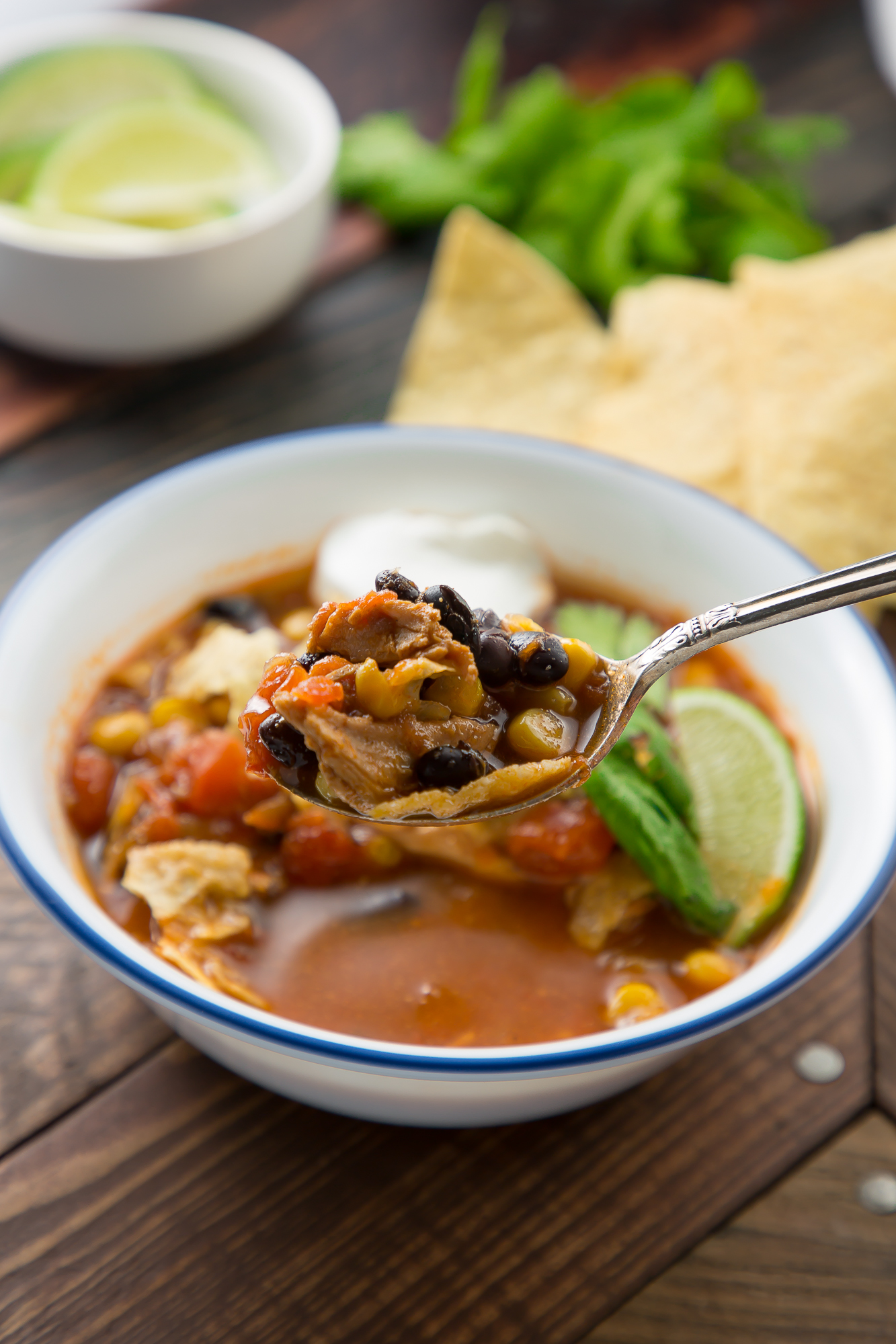 A spoon of the BEST taco soup