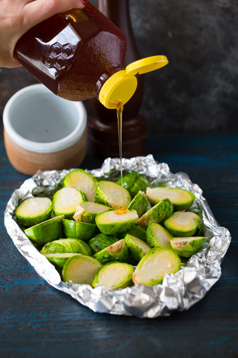Black Pepper and Honey Roasted Brussels Sprouts Deliciously Plated