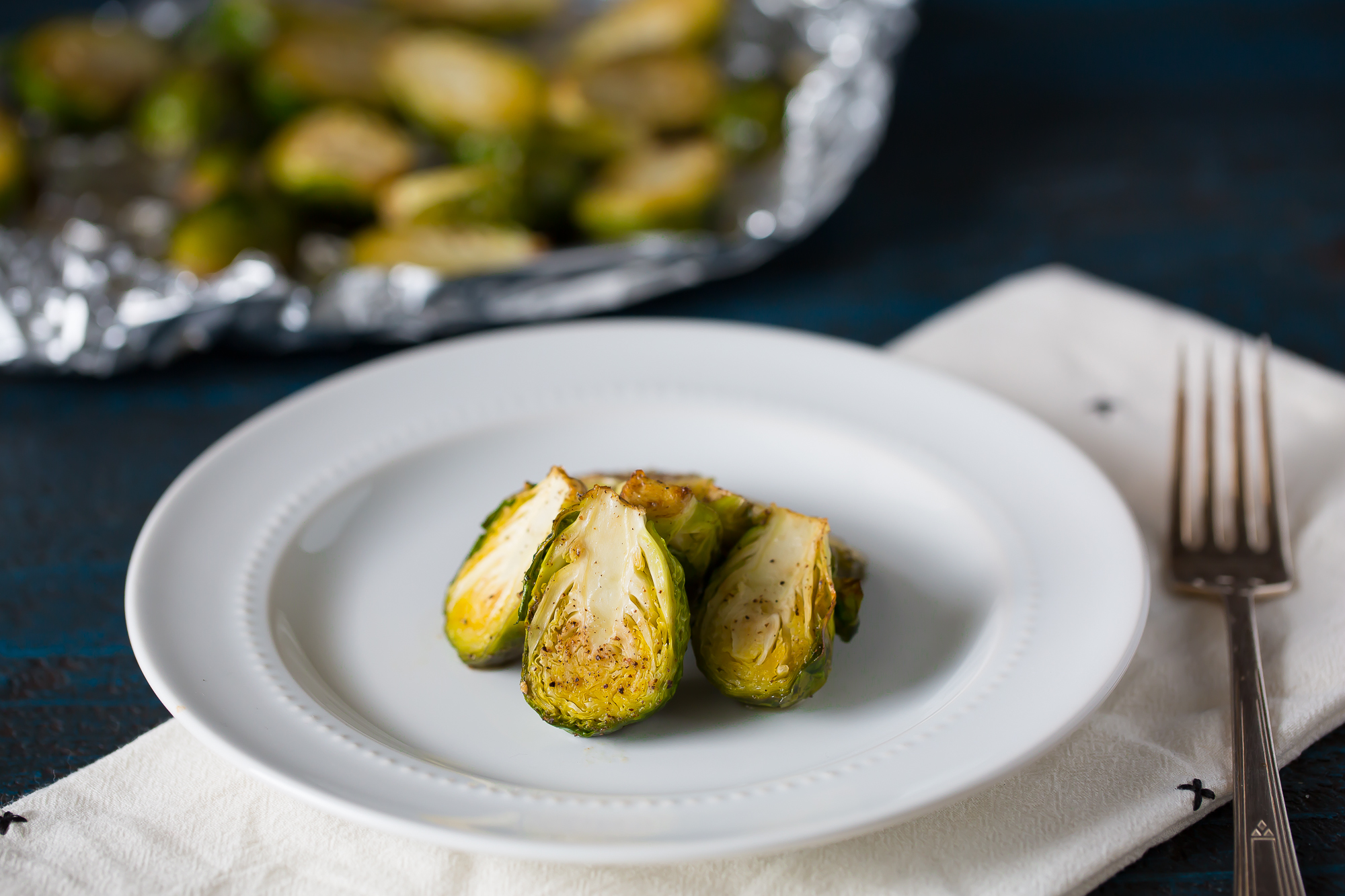 Black Pepper and Honey Roasted Brussels Sprouts - Deliciously Plated