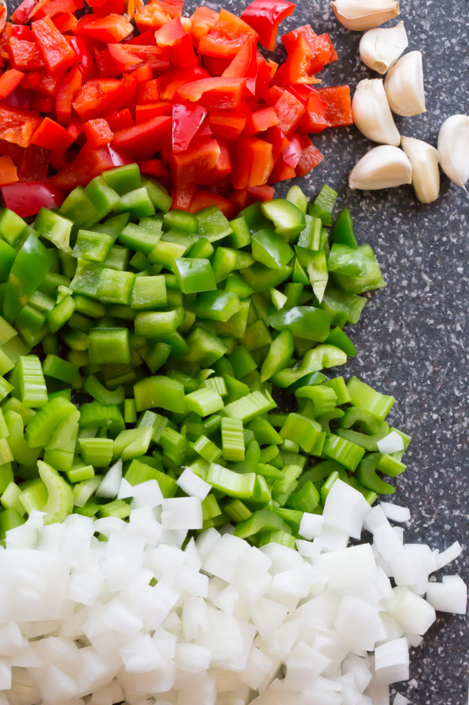 bell peppers, onions, and garlic