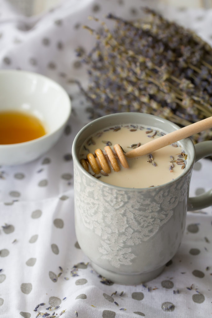 Delicious earl grey latte with lavender and honey