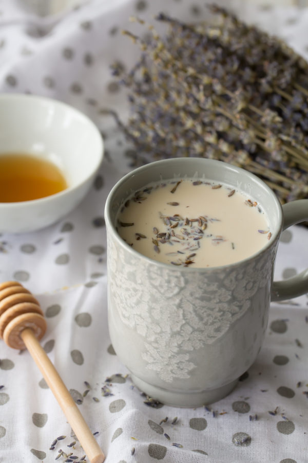 Comforting earl grey latte with lavender and honey