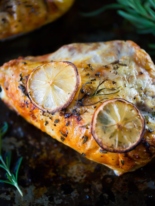 Mouth watering baked lemon rosemary chciken