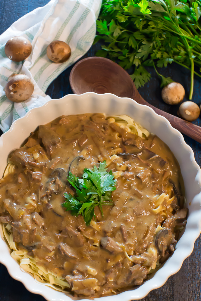 family style slow cooker beef stroganoff