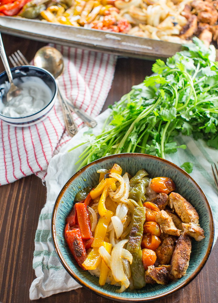 chicken fajita bowls with cilantro